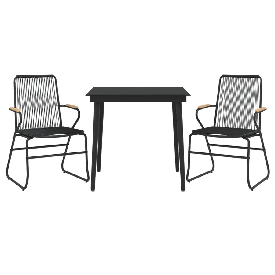 Ensemble à manger de jardin 3 pcs noir rotin PVC - 3