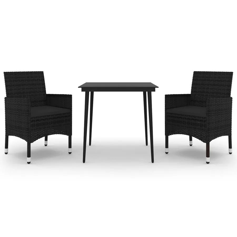 Ensemble à manger de jardin coussins 3 pcs Résine tressée Verre - 2