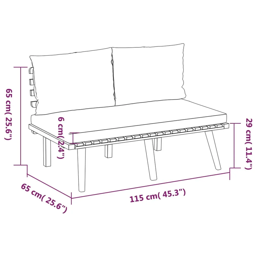 Salon de jardin 9 pcs avec coussins Bois d'acacia solide - 13