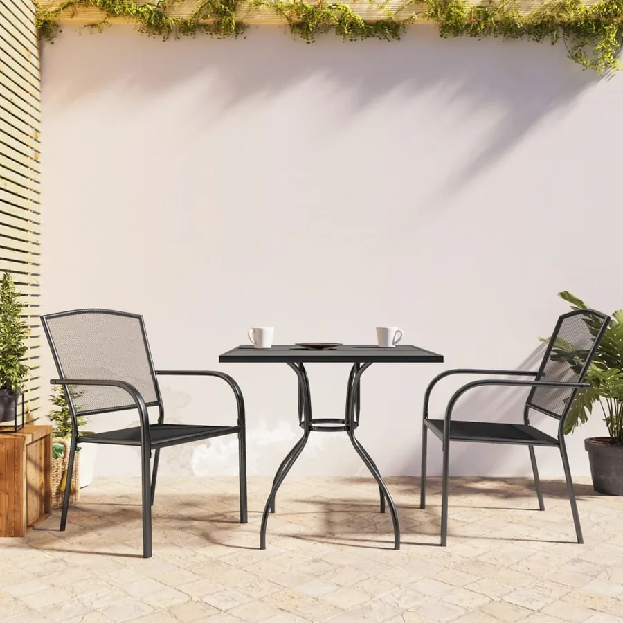 Ensemble à manger de jardin 3 pcs anthracite acier