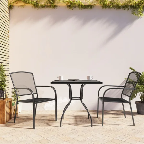 Ensemble à manger de jardin 3 pcs anthracite acier