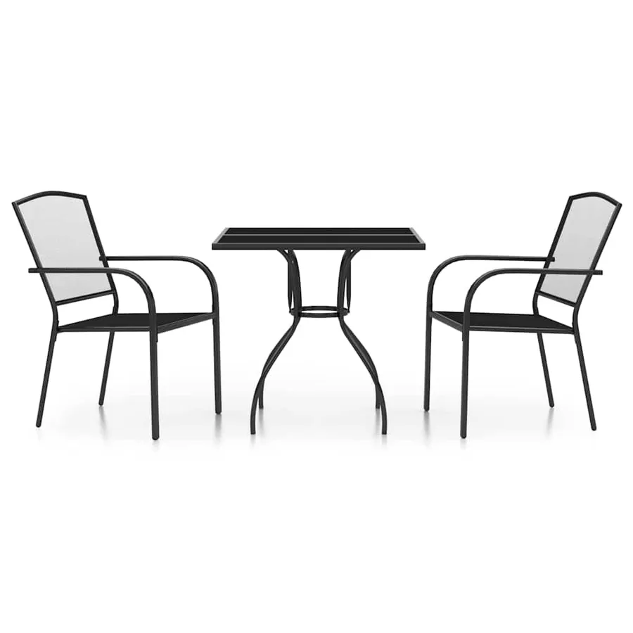Ensemble à manger de jardin 3 pcs anthracite acier - 2