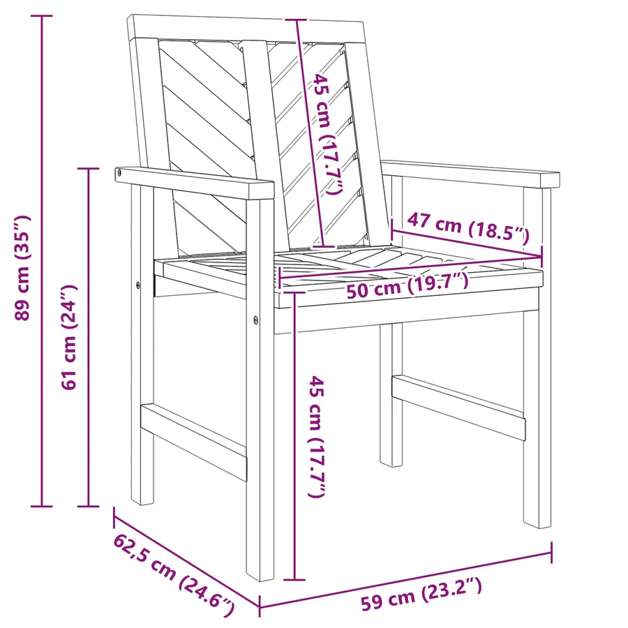 Ensemble de salle à manger pour jardin 9 pc Marron - 11