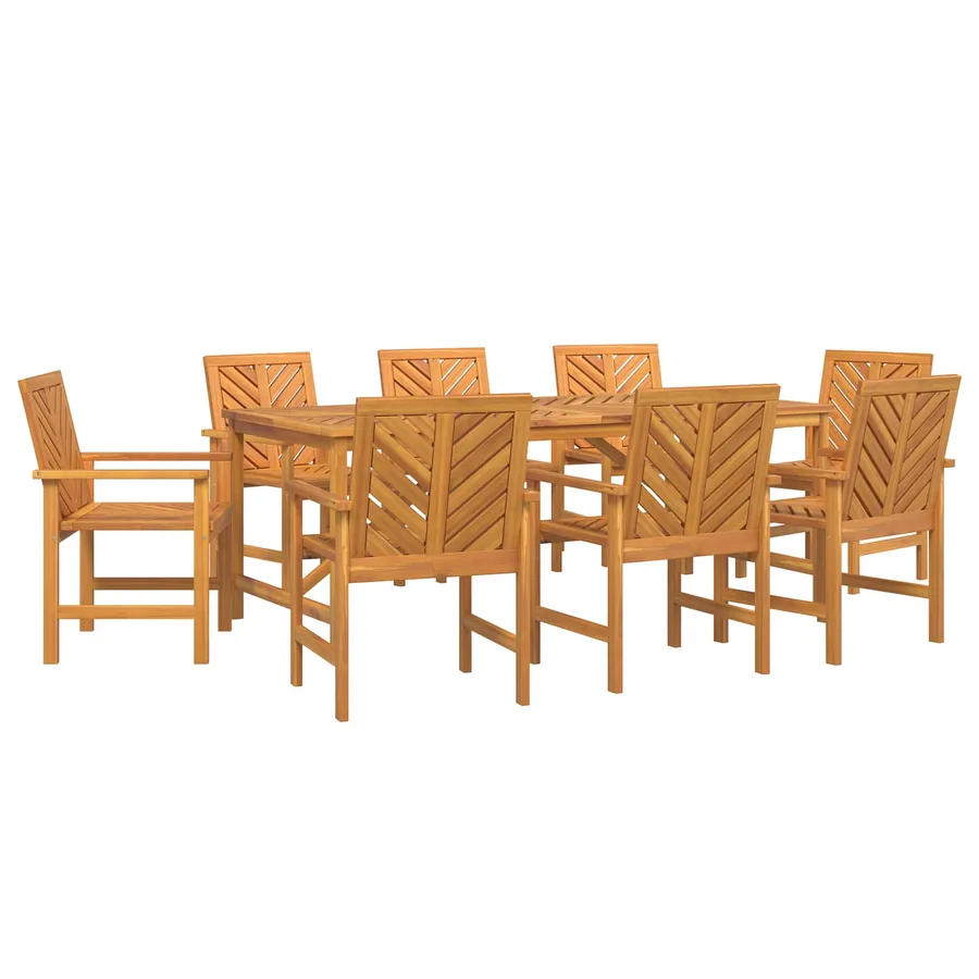 Ensemble de salle à manger pour jardin 9 pc Marron - 2