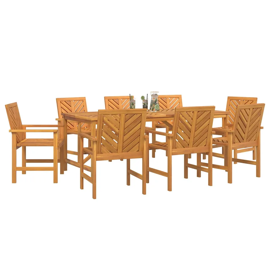 Ensemble de salle à manger pour jardin 9 pc Marron - 3