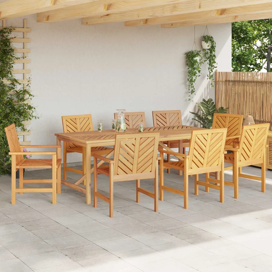 Ensemble de salle à manger pour jardin 9 pc Marron - 4
