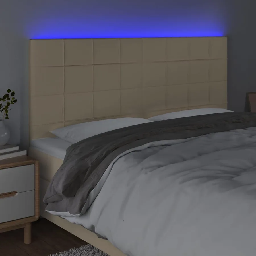 Tête de lit à LED Crème 200x5x118/128 cm Tissu - 3