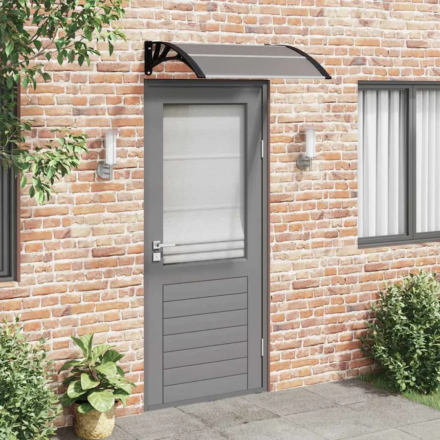 Auvent de porte noir 100 x 75 cm en polycarbonate