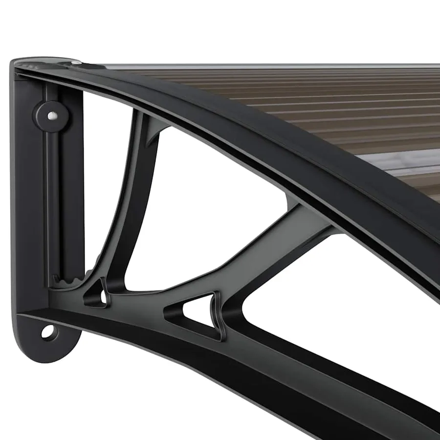 Auvent de porte noir 100 x 75 cm en polycarbonate - 6