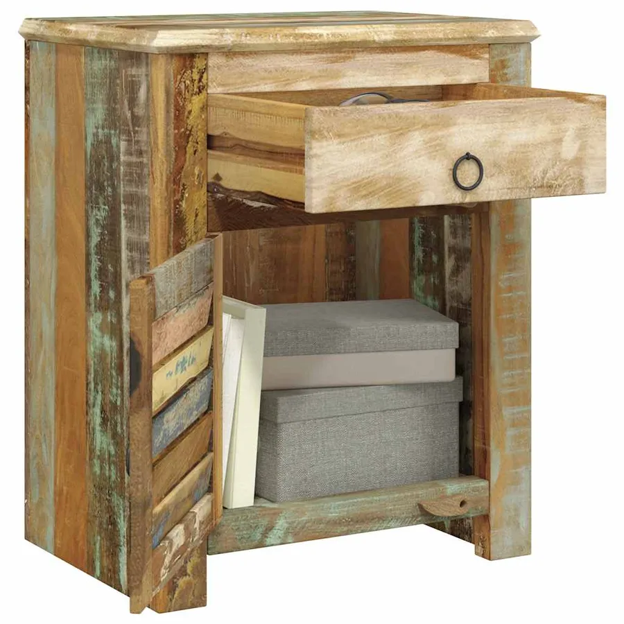 Table de coin avec 1 tiroir et 1 porte Bois de récupération - 10