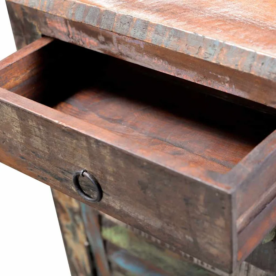 Table de coin avec 1 tiroir et 1 porte Bois de récupération - 13