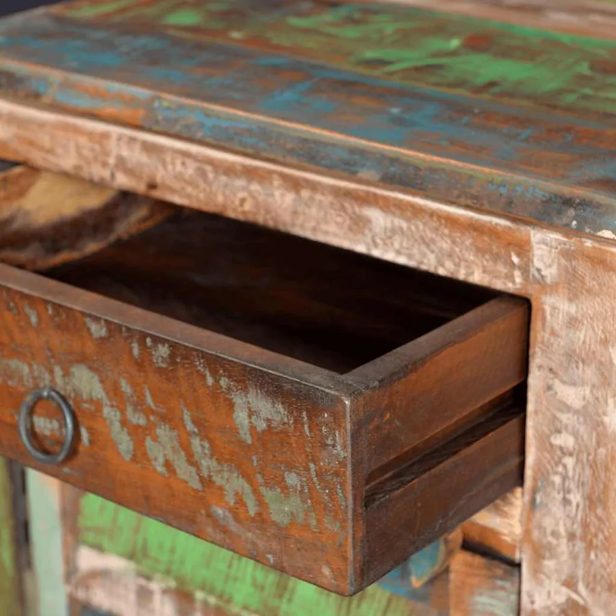 Table de coin avec 1 tiroir et 1 porte Bois de récupération - 14