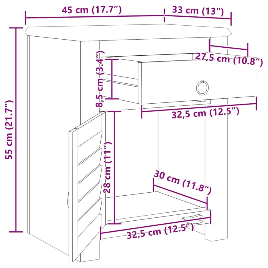 Table de coin avec 1 tiroir et 1 porte Bois de récupération - 19