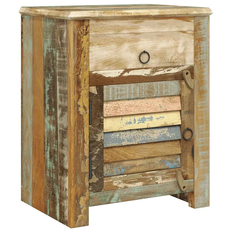Table de coin avec 1 tiroir et 1 porte Bois de récupération - 6