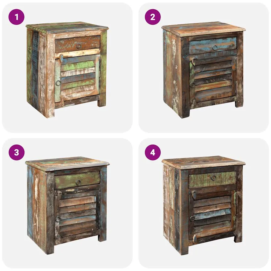 Table de coin avec 1 tiroir et 1 porte Bois de récupération - 7