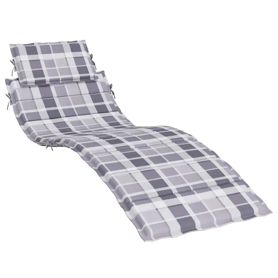 Coussin de chaise longue à carreaux gris 186x58x4 cm - 2