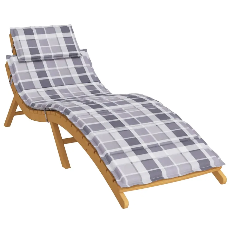 Coussin de chaise longue à carreaux gris 186x58x4 cm - 3