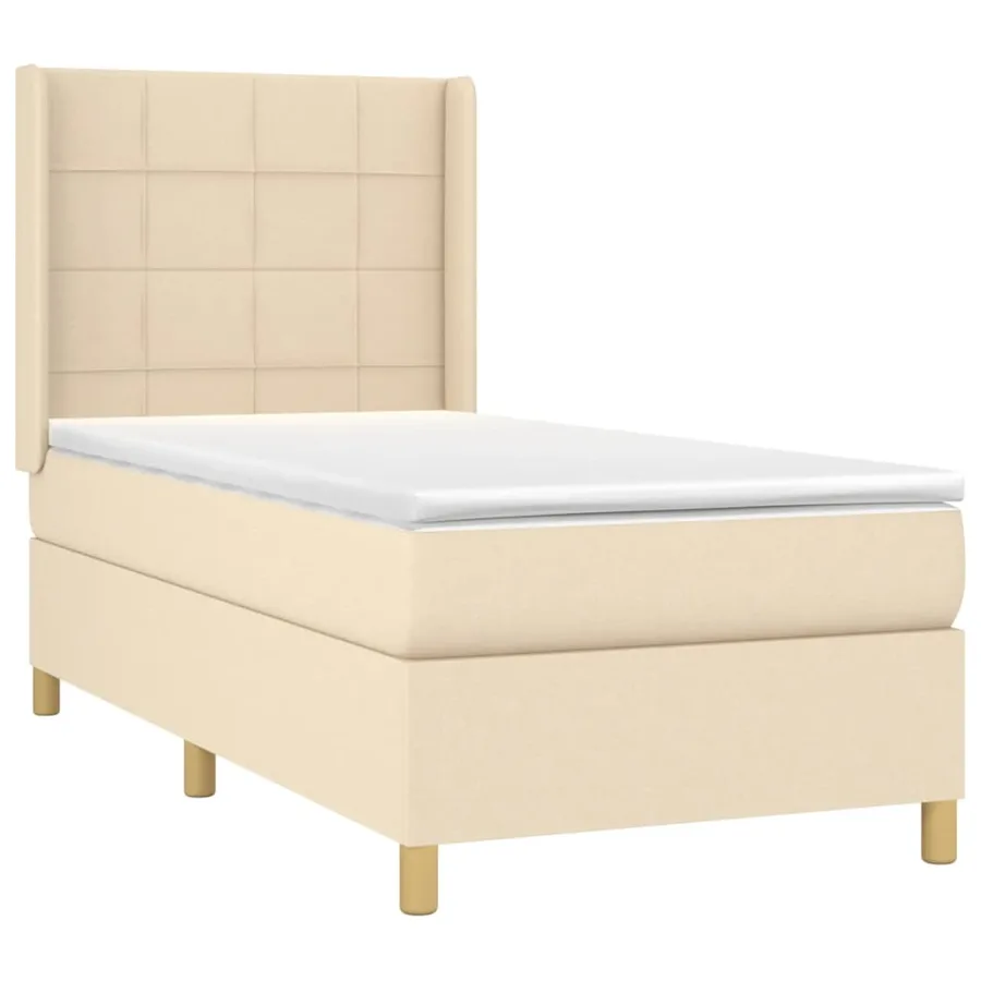 Sommier à lattes de lit avec matelas Crème 100x200 cm Tissu - 3
