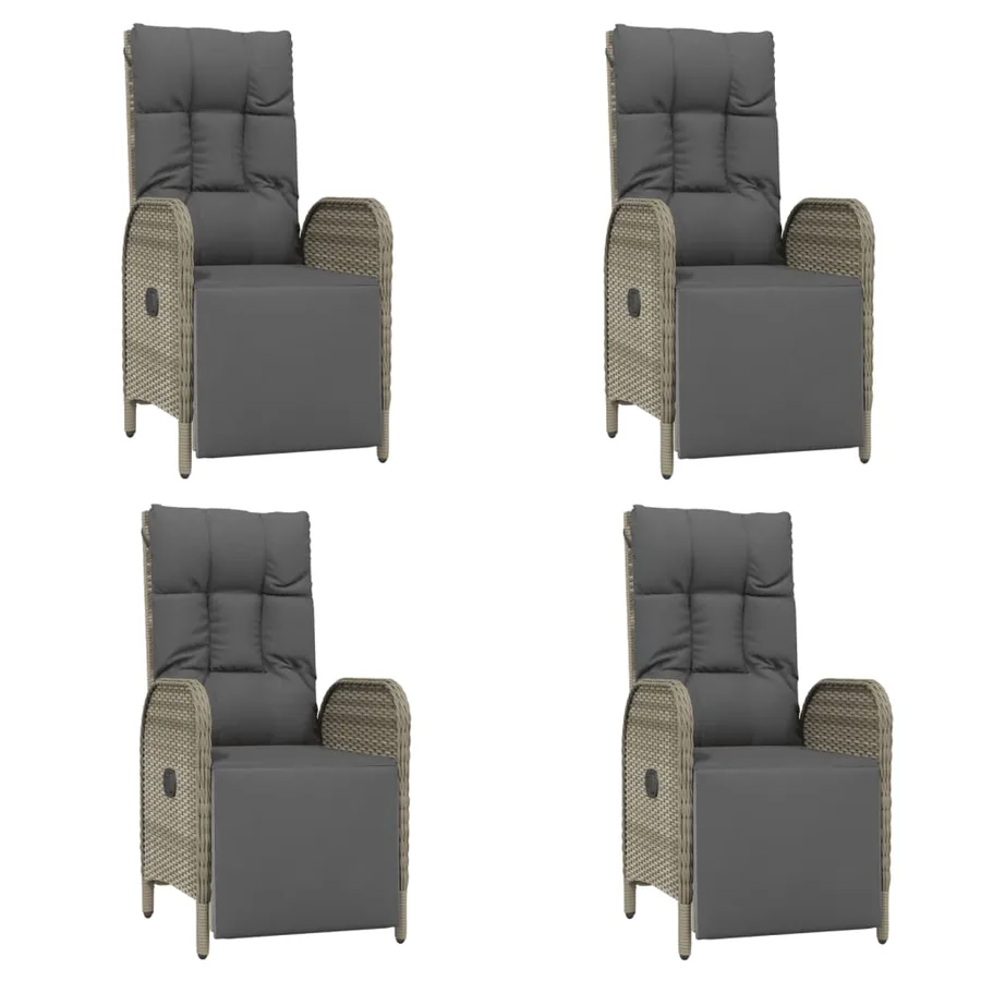 Ensemble à manger de jardin 5 pcs coussins gris résine tressée - 4