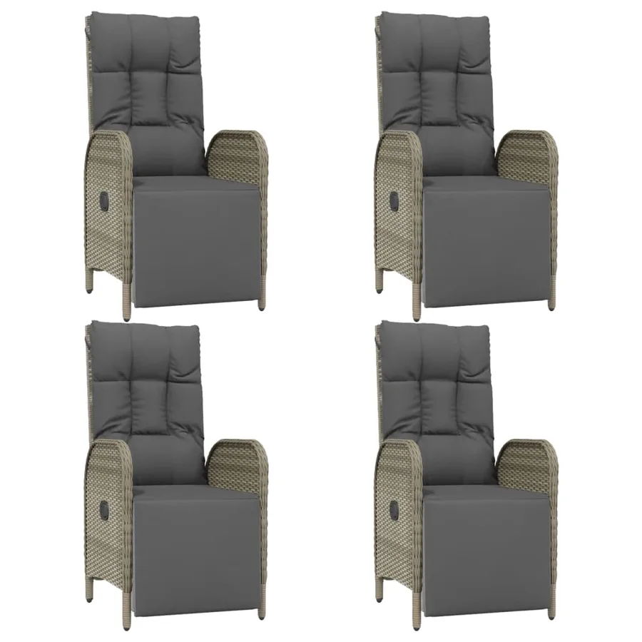 Ensemble à manger de jardin 5 pcs coussins gris résine tressée - 4