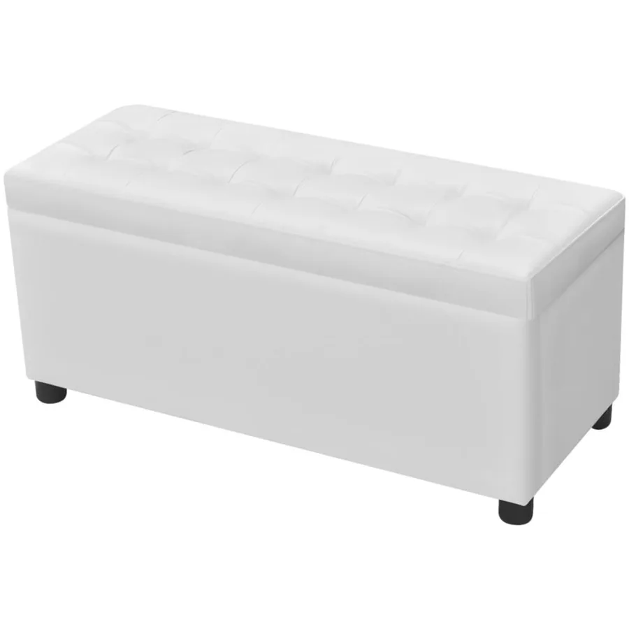 Pouf de rangement Cuir synthétique Blanc - 3