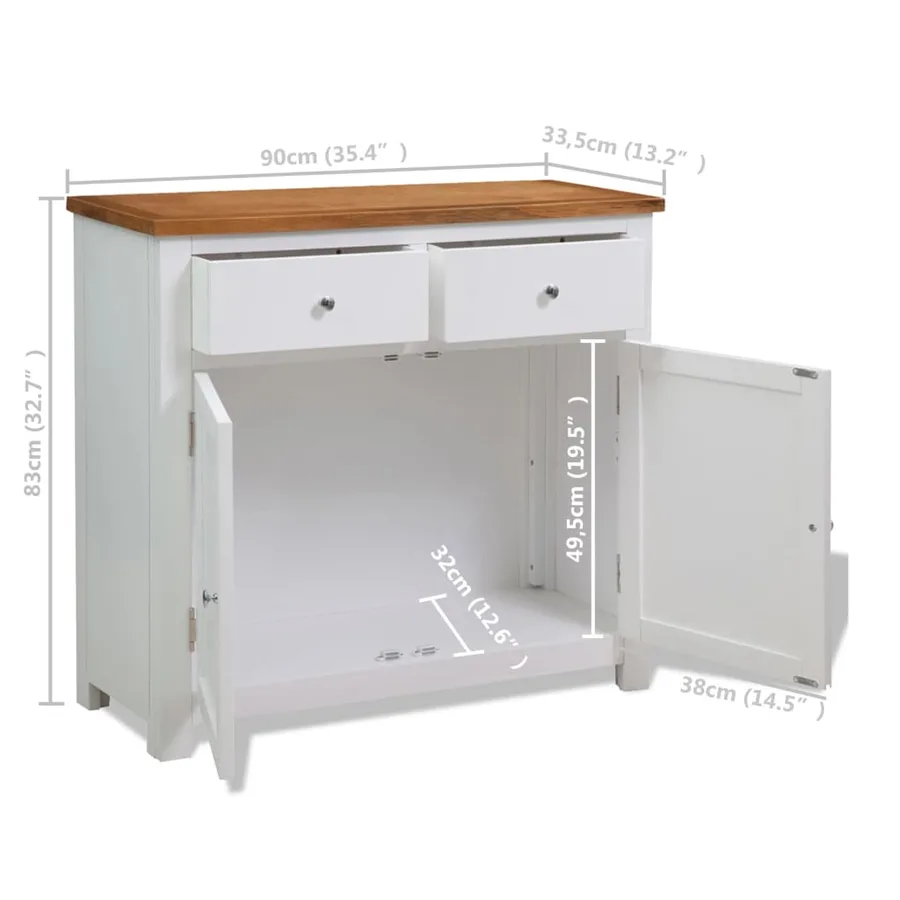 Buffet 90x33,5x83 cm Bois de chêne massif - 8