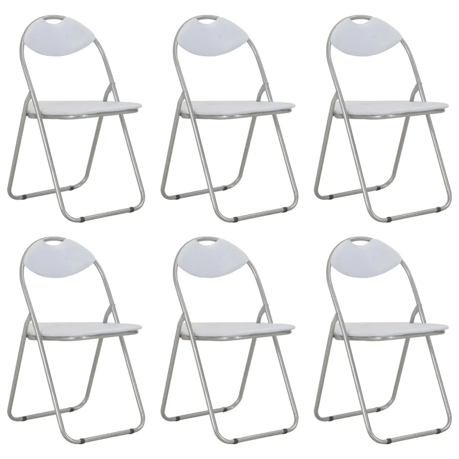 Chaises pliantes à manger lot de 6 blanc similicuir