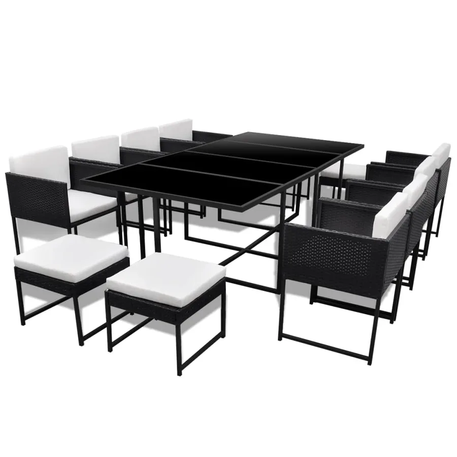 Ensemble à manger d'extérieur 13 pcs coussins Résine tressée - 2