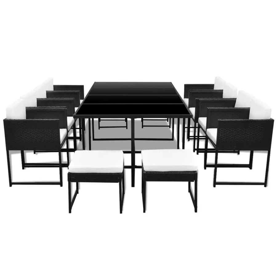 Ensemble à manger d'extérieur 13 pcs coussins Résine tressée - 3
