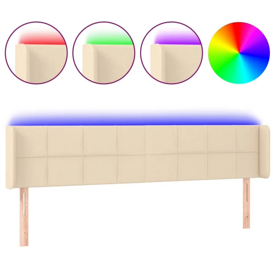Tête de lit à LED Crème 203x16x78/88 cm Tissu - 2