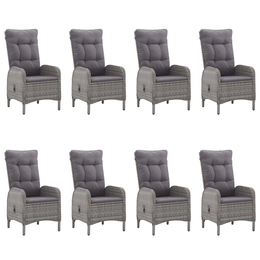Ensemble à manger de jardin 9 pcs Résine tressée et verre Gris - 3