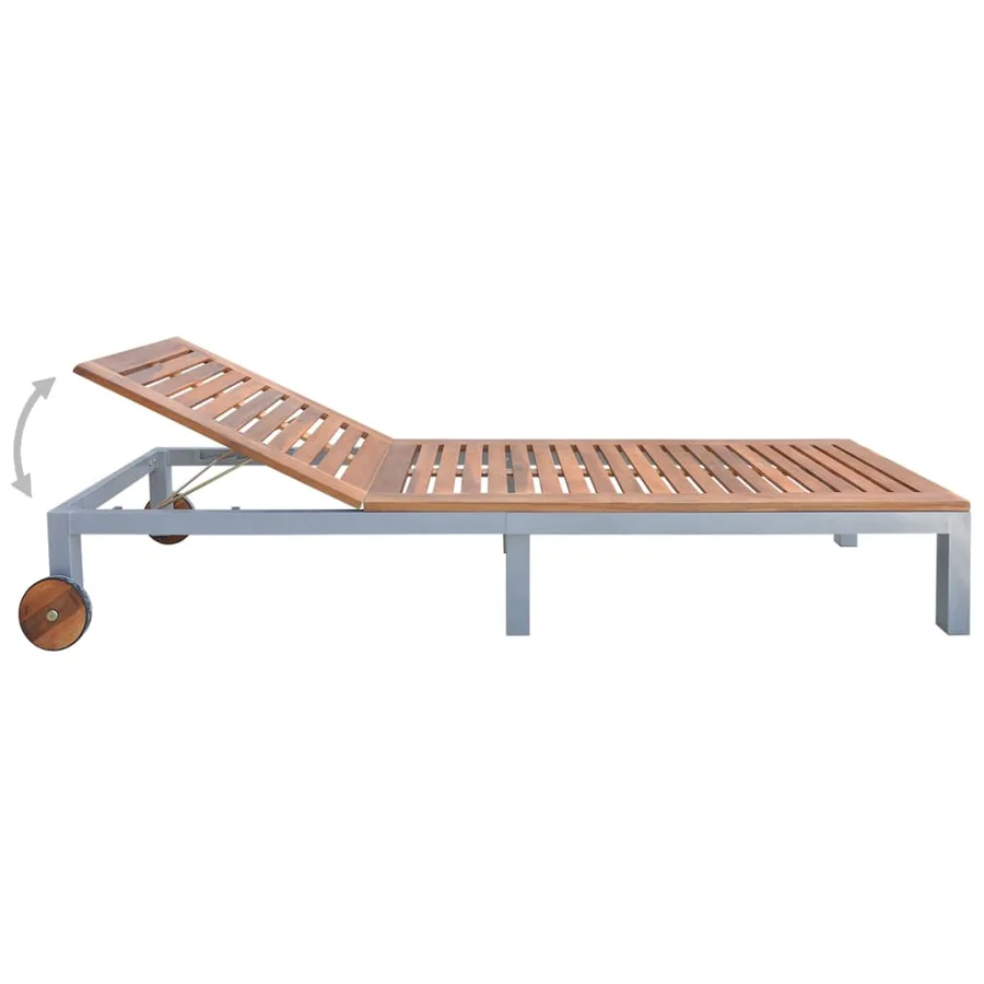Chaise longue Bois d'acacia solide - 3
