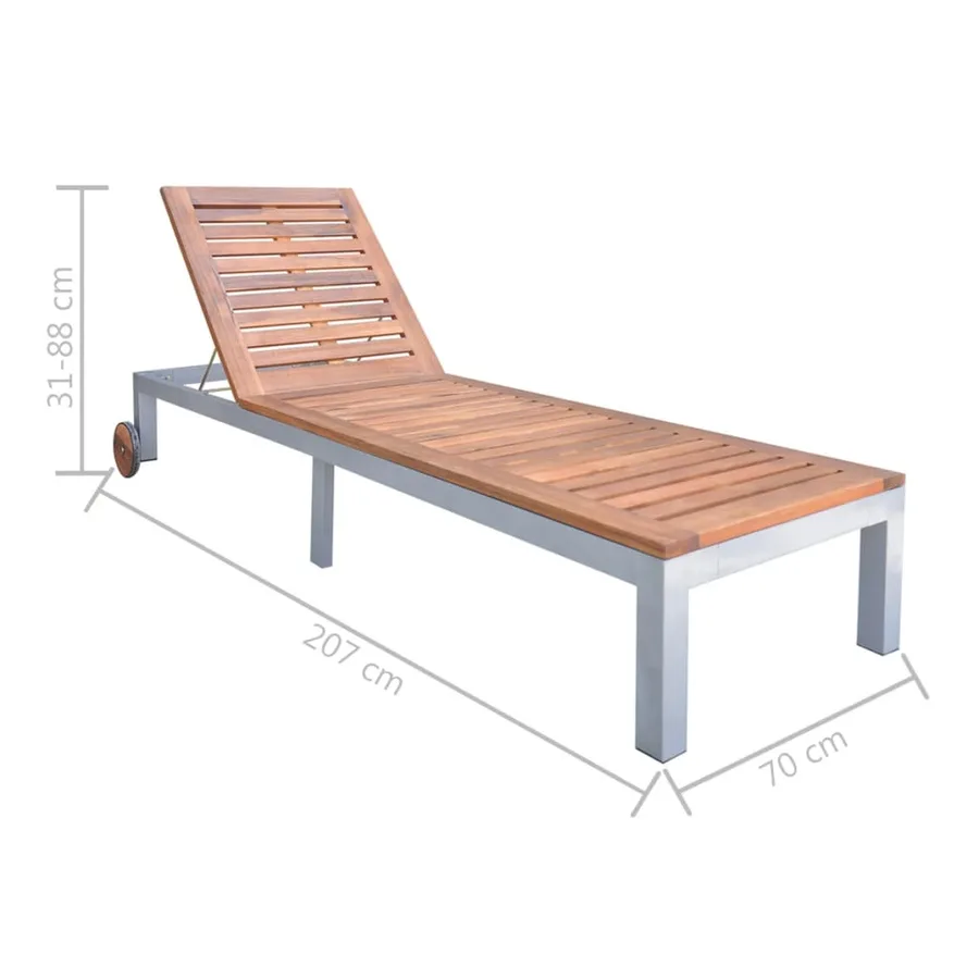 Chaise longue Bois d'acacia solide - 5