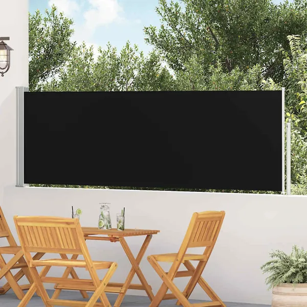 Auvent latéral rétractable de patio 100x500 cm Noir