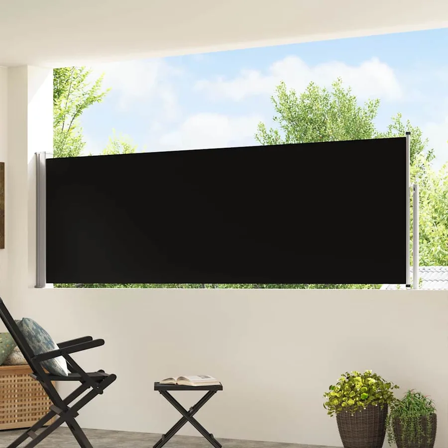Auvent latéral rétractable de patio 100x500 cm Noir - 3