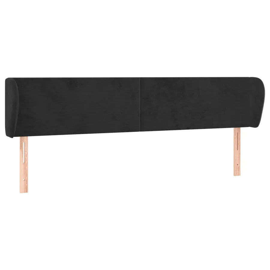 Tête de lit avec oreilles Noir 203x23x78/88 cm Velours - 2
