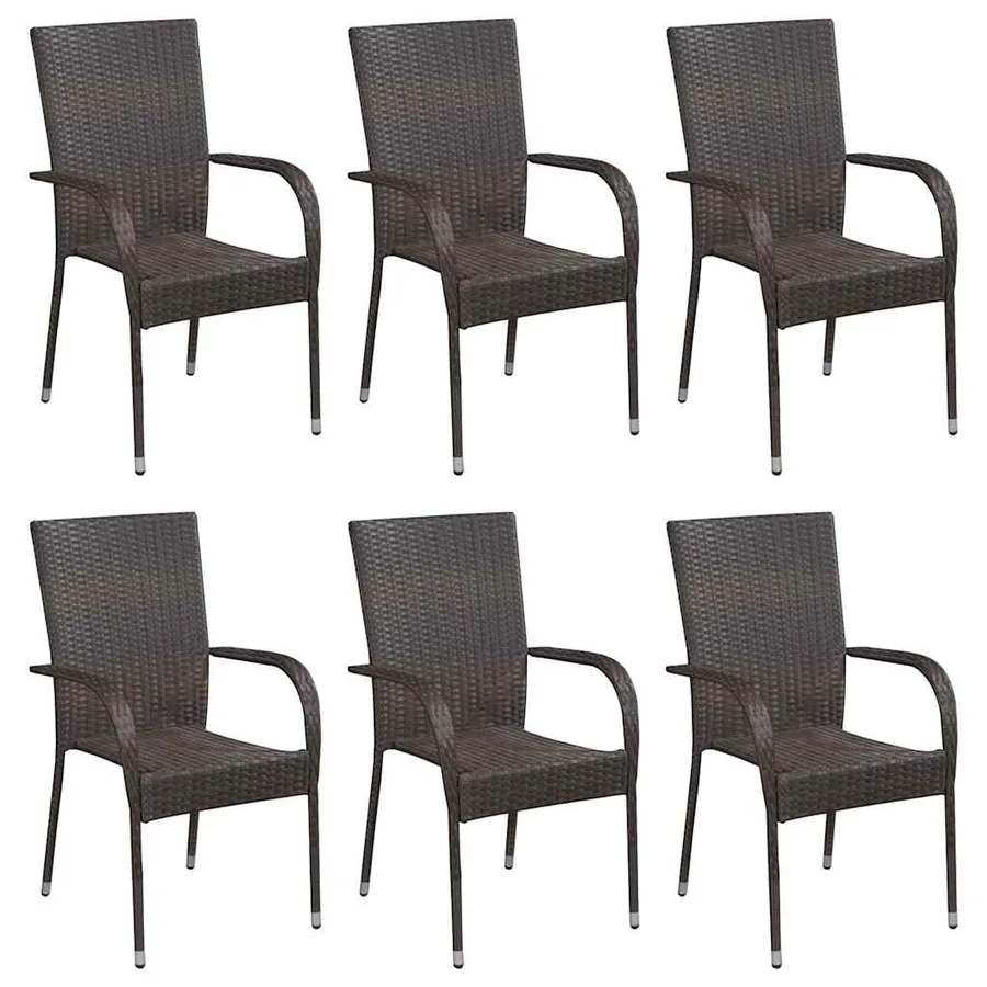 Ensemble à manger de jardin 7 pcs Résine tressée Marron - 5