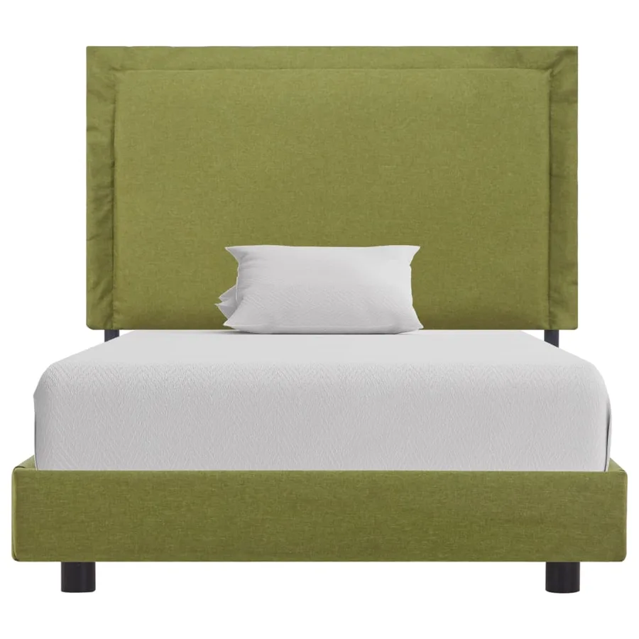 Cadre de lit sans matelas vert tissu 90x200 cm - 3
