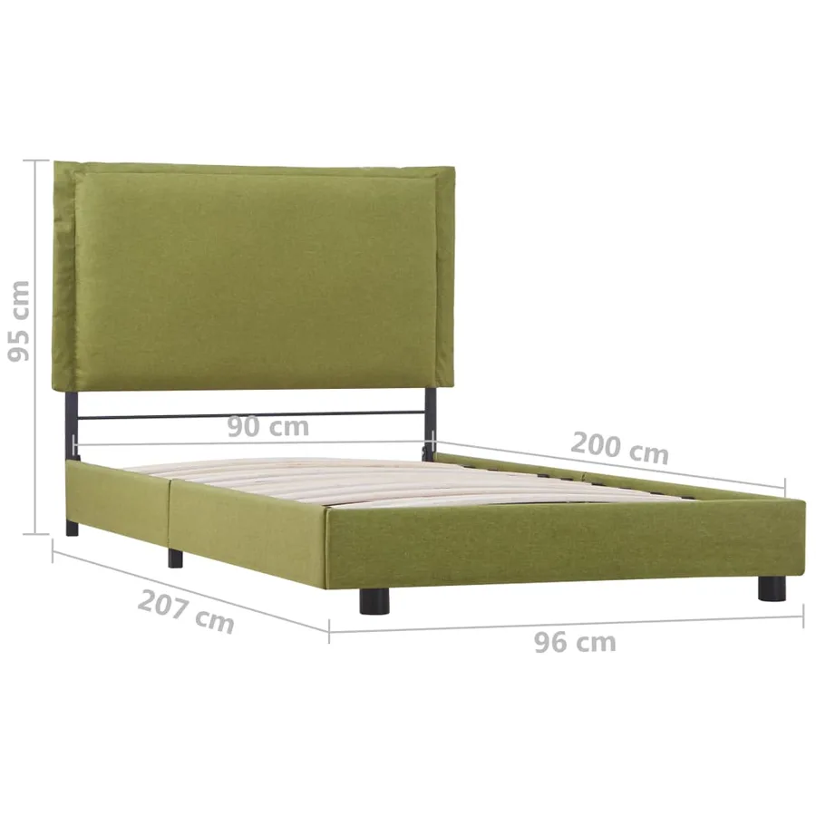 Cadre de lit sans matelas vert tissu 90x200 cm - 7