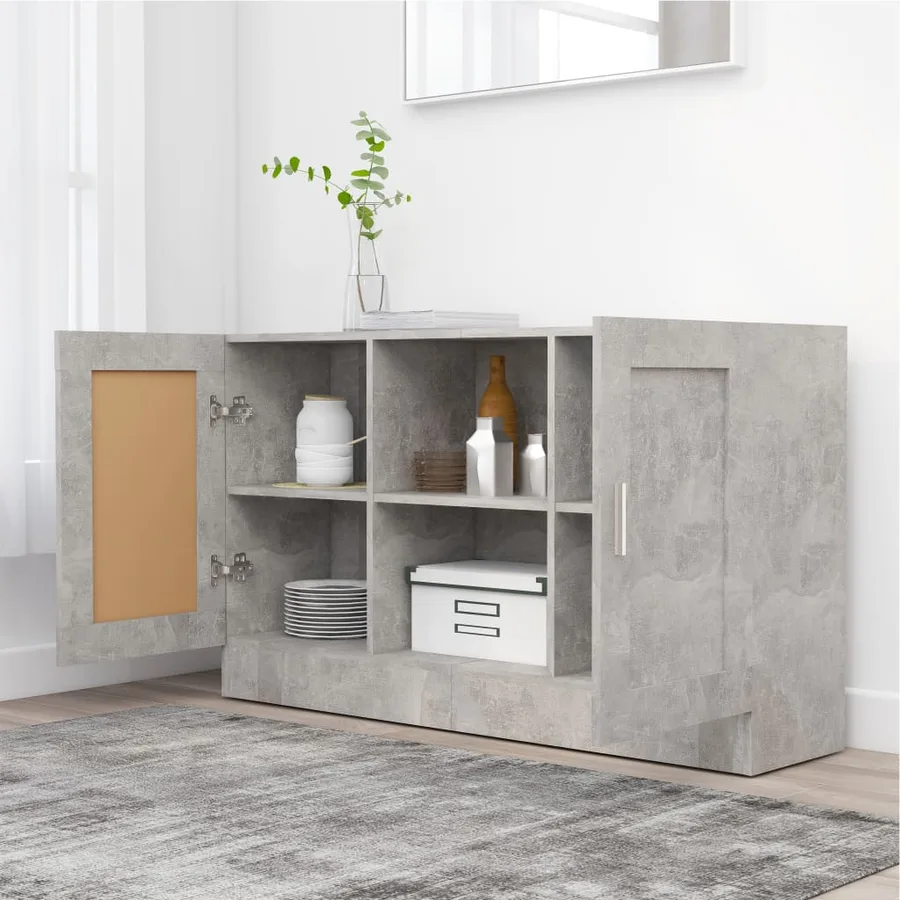 Buffet Gris béton 120x30,5x70 cm Bois d'ingénierie - 3