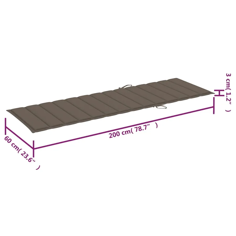 Chaises longues lot de 2 avec table et coussins Acacia solide - 20