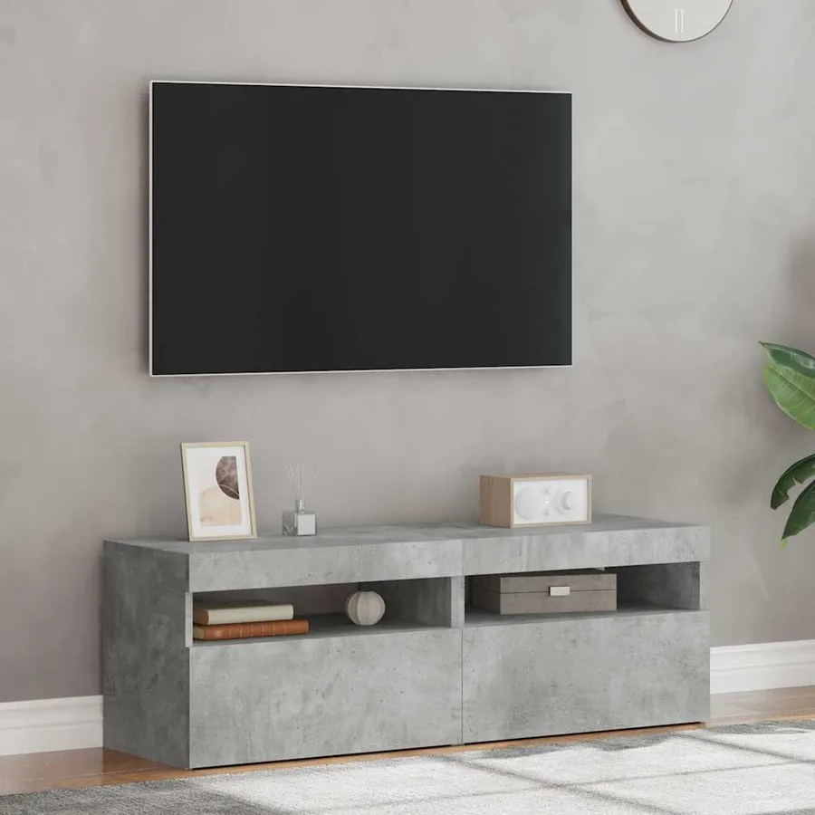 Meubles TV avec lumières LED 2 pcs gris béton 60x35x40 cm - 4