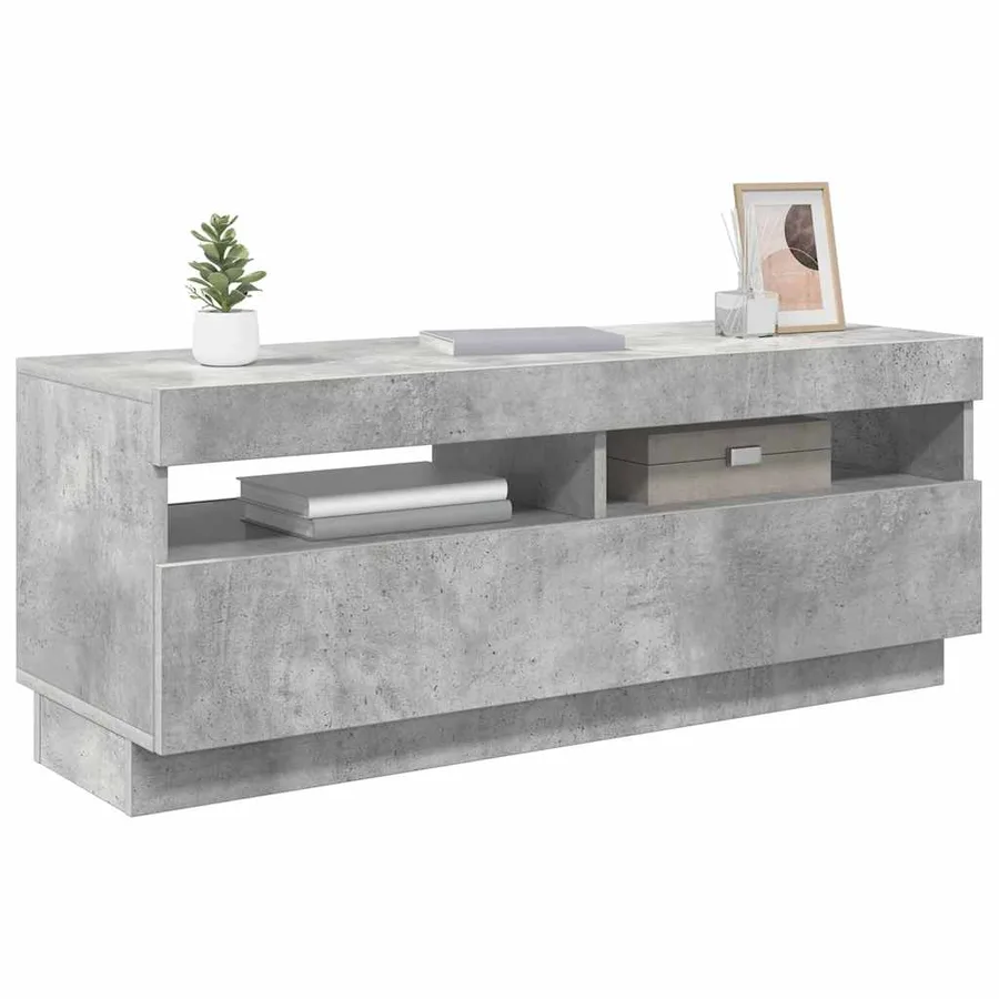 Meuble TV avec lumières LED gris béton 100x35x40 cm - 16