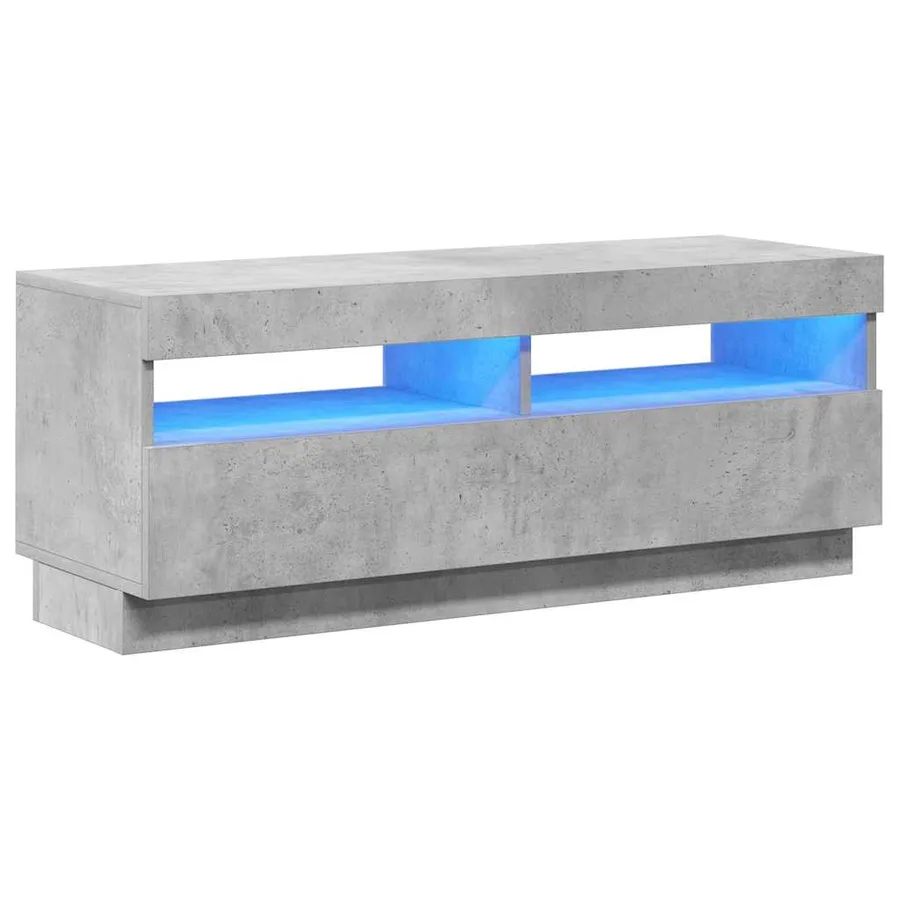 Meuble TV avec lumières LED gris béton 100x35x40 cm - 2
