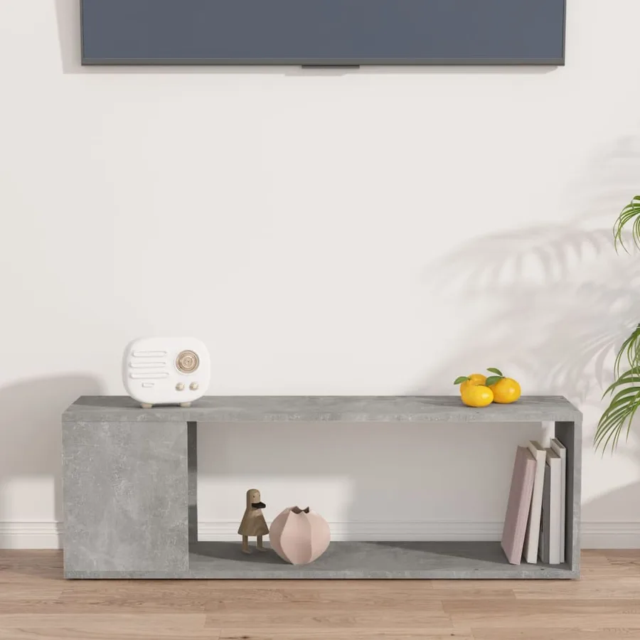 Meuble TV Gris béton 100x24x32 cm Bois d'ingénierie - 5