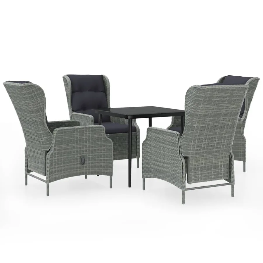 Ensemble à manger de jardin 5 pcs Gris clair - 2