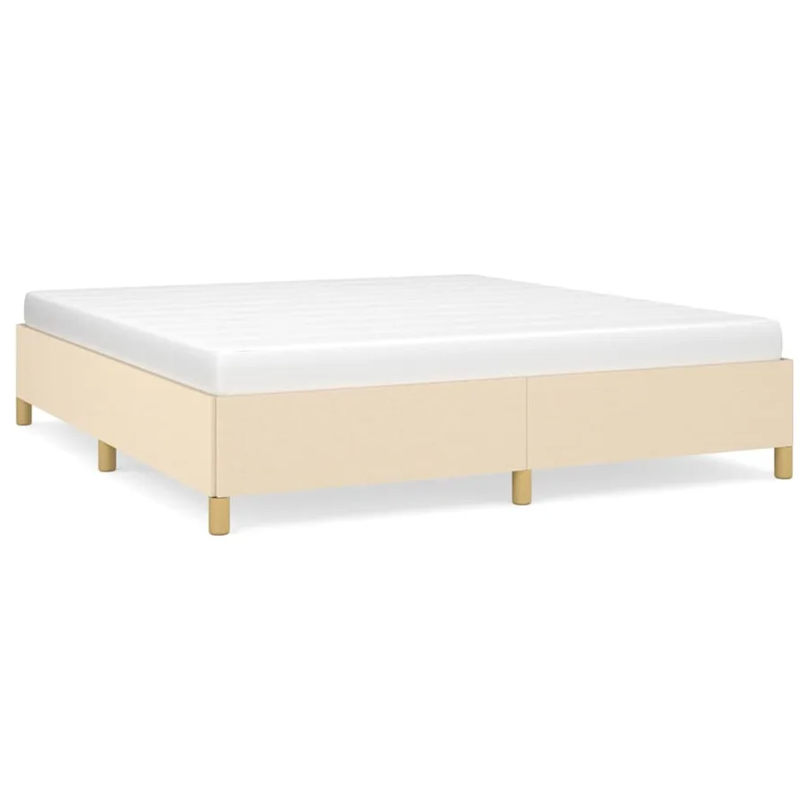 Cadre de lit sans matelas crème 160x200 cm tissu - 2
