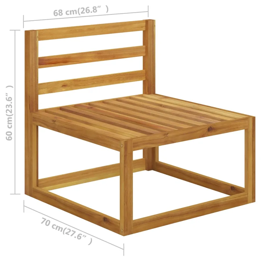 Salon de jardin 4 pcs avec coussin Bois d'acacia solide - 18