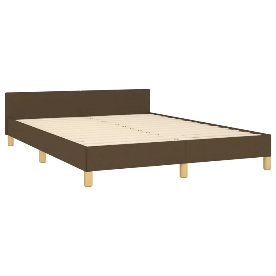 Cadre de lit sans matelas marron foncé 140x190 cm tissu - 5