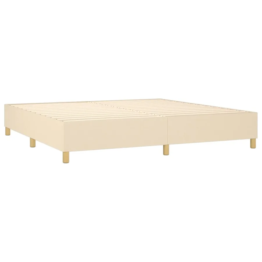 Sommier à lattes de lit avec matelas Crème 200x200 cm Tissu - 4